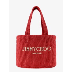Raffia shopping bag with lettering logo on the front