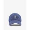 Linen and virgin wool blend hat with embroidered logo on the front
