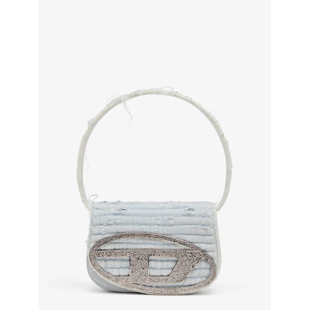 1DR denim shoulder bag with rhinestone D logo