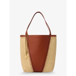Chloé Spin leather and raffia shoulder bag