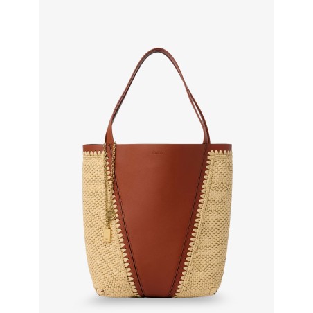 Chloé Spin leather and raffia shoulder bag
