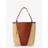 Chloé Spin leather and raffia shoulder bag