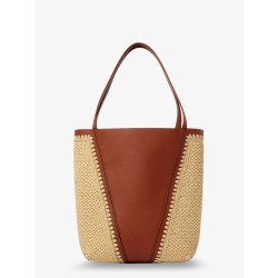 Chloé Spin leather and raffia shoulder bag