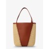 Chloé Spin leather and raffia shoulder bag