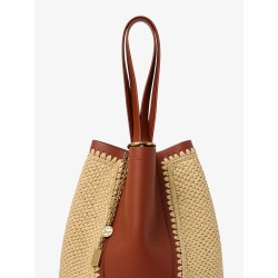 Chloé Spin leather and raffia shoulder bag