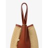 Chloé Spin leather and raffia shoulder bag