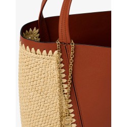 Chloé Spin leather and raffia shoulder bag