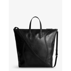 Cabas leather crossbody bag with logo on the front