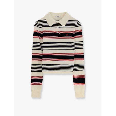 Striped cotton polo sweater