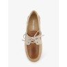 Suede loafer with leather inserts