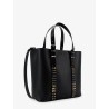 Leather shoulder bag with iconic studs