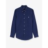 Linen shirt with embroidered logo on the front