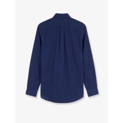 Linen shirt with embroidered logo on the front