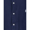 Linen shirt with embroidered logo on the front