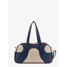 Leather crossbody bag with embroidered logo on the front