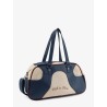 Leather crossbody bag with embroidered logo on the front