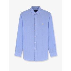 Linen shirt with embroidered logo on the front