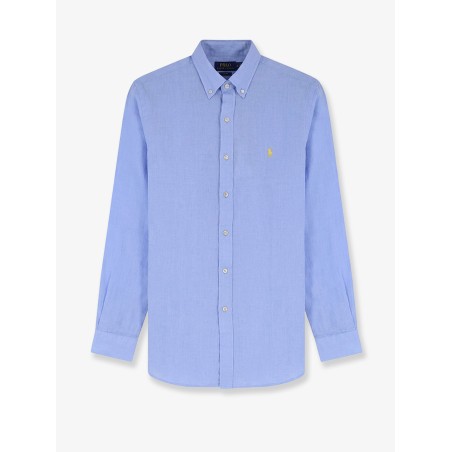 Linen shirt with embroidered logo on the front