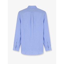 Linen shirt with embroidered logo on the front