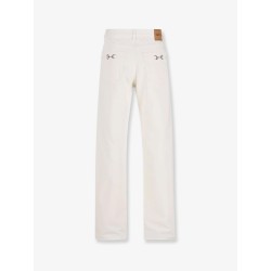Denim trousers with metal Horsebit detail on the back