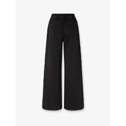 Denim trousers with lace detail on the side