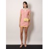 Cotton and silk blend short dress with all-over FF motif
