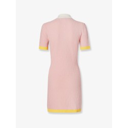 Cotton and silk blend short dress with all-over FF motif
