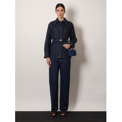 Blue denim jeans with FF detail on the bottom