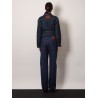 Blue denim jeans with FF detail on the bottom