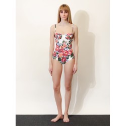 One-piece swimsuit with floral print
