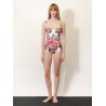 One-piece swimsuit with floral print