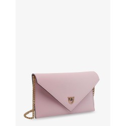 Leather clutch bag with metal Love Birds logo
