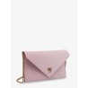 Leather clutch bag with metal Love Birds logo