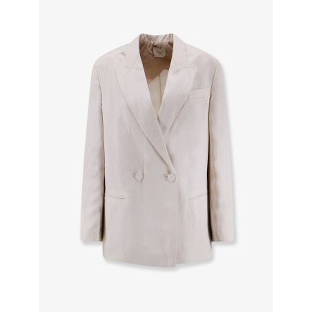 Double-breasted lyocell and linen blazer