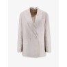 Double-breasted lyocell and linen blazer