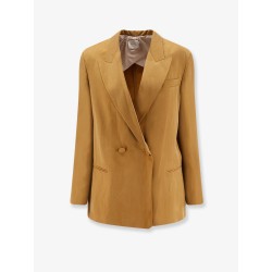 Double-breasted lyocell and linen blazer