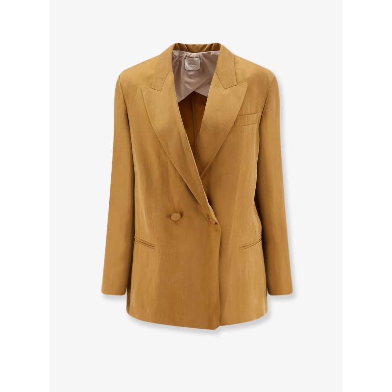 Double-breasted lyocell and linen blazer