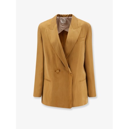 Double-breasted lyocell and linen blazer