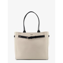 Canvas shoulder bag with engraved logo on the front