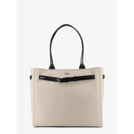 Canvas shoulder bag with engraved logo on the front
