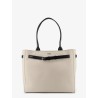 Canvas shoulder bag with engraved logo on the front