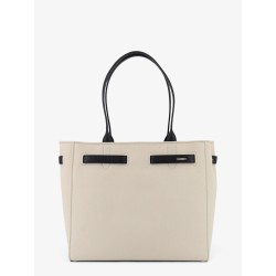 Canvas shoulder bag with engraved logo on the front