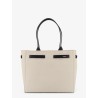 Canvas shoulder bag with engraved logo on the front