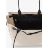 Canvas shoulder bag with engraved logo on the front