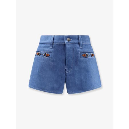 Cotton shorts with frontal iconic Horsebits