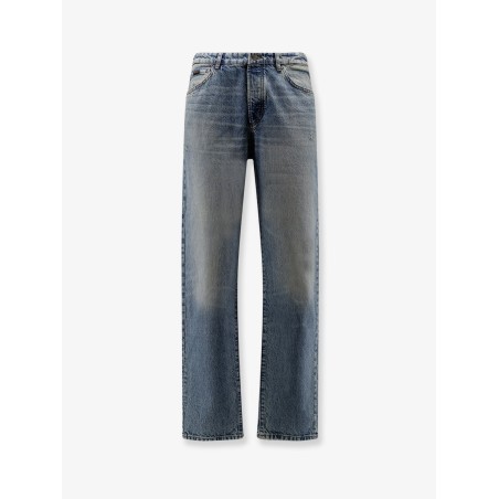 Cotton jeans with back suede logo patch