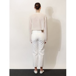 White denim trousers with flared bottom