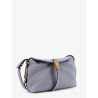Suede shoulder bag with metal logo detail