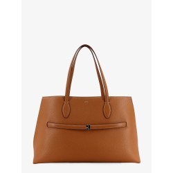 Leather shoulder bag with lettering logo on the front
