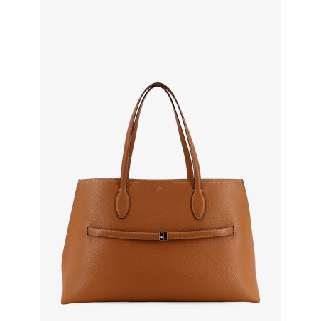 Leather shoulder bag with lettering logo on the front